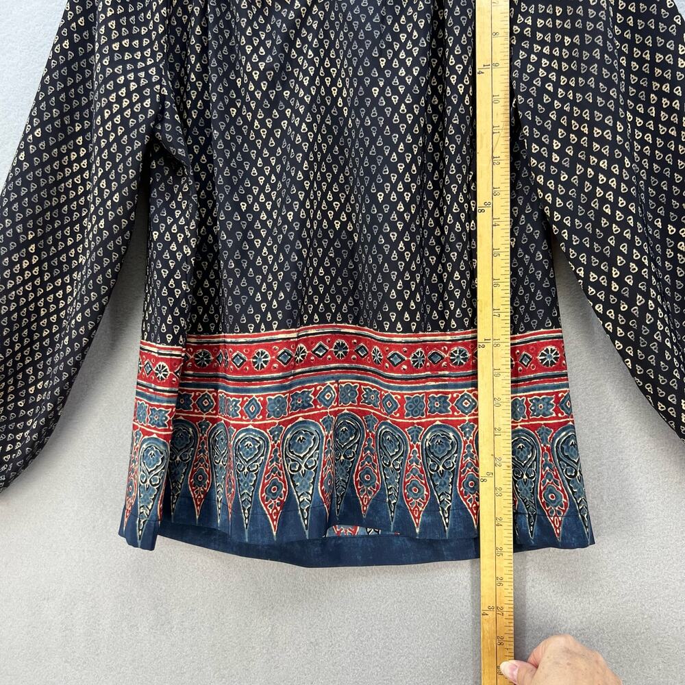 Lauren Ralph Lauren Top Women's Size L Blue And Red Tunic Long Sleeve Boho - Picture 3 of 9